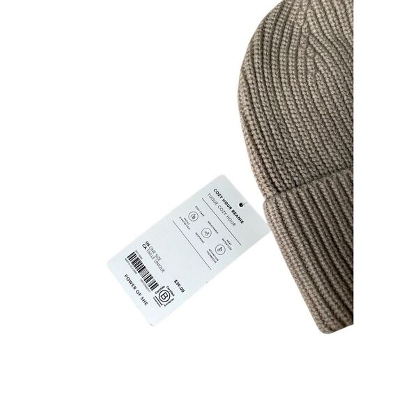 NEW ATHLETA Cozy Hour Beanie Cuffed Tan Taupe One Size - Picture 4 of 8